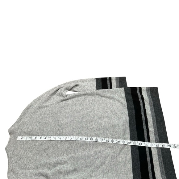 Charter Club Luxury 100% Cashmere Cardigan Open Front Sweater Sz L Striped Gray‎ - Picture 6 of 7